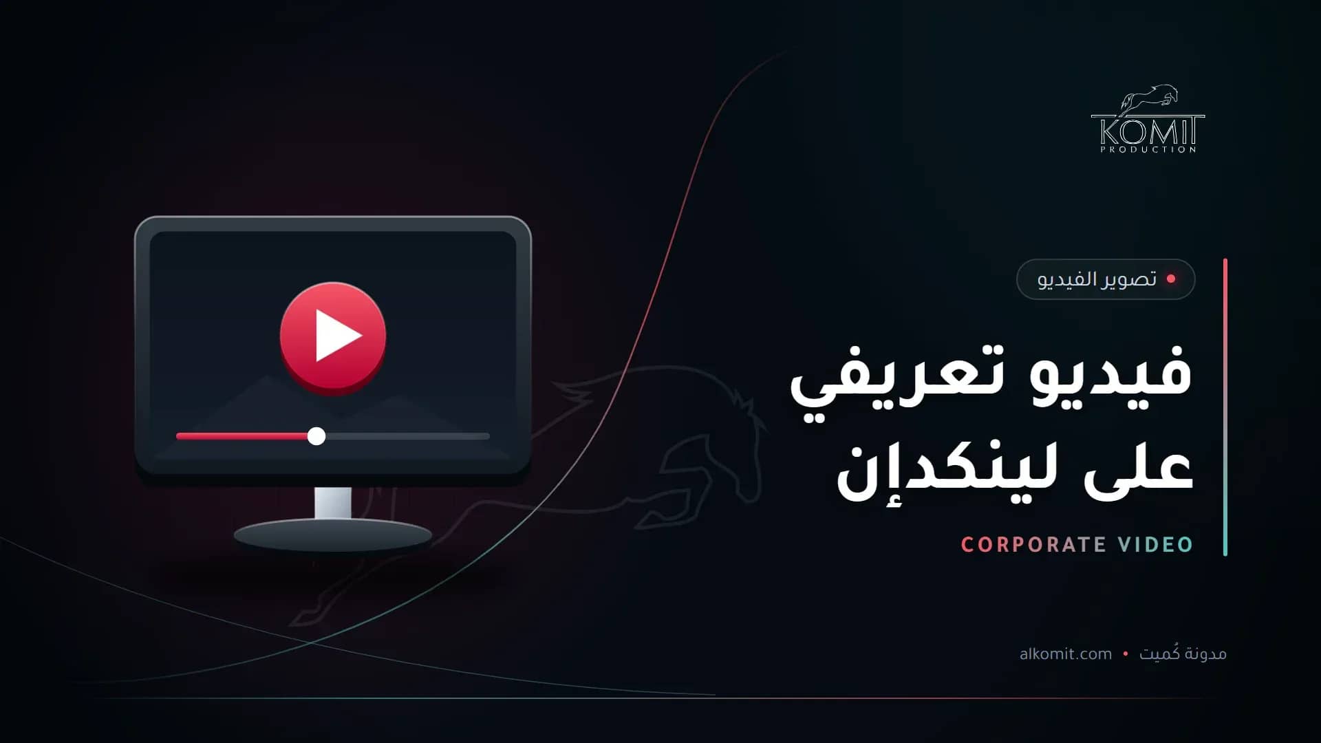 فيديو تعريفي على لينكدإن — شاشة تعرض مشغل فيديو، غلاف مقال من مدونة كُميت