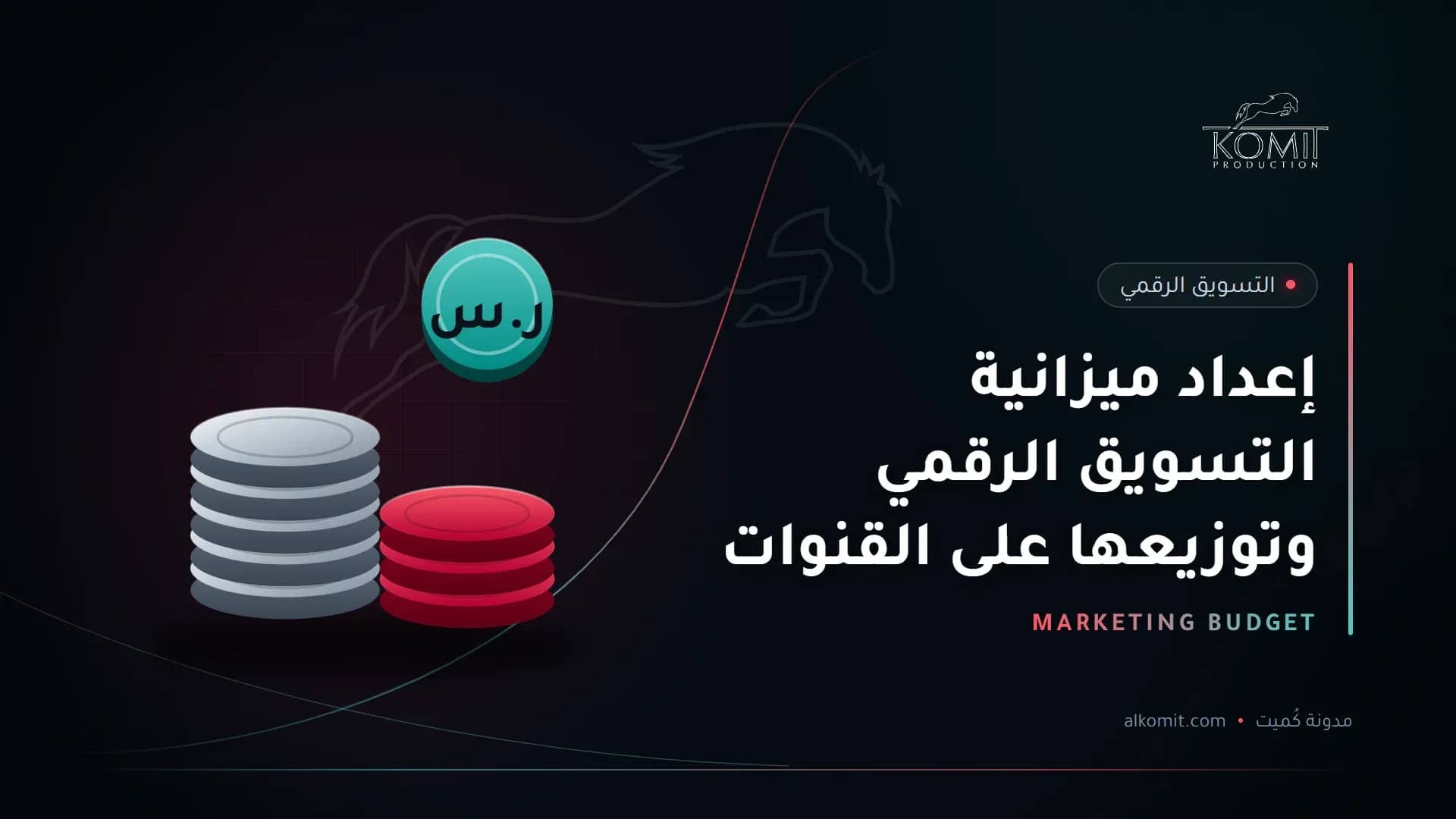 إعداد ميزانية التسويق الرقمي وتوزيعها على القنوات — عملات معدنية بالريال، غلاف مقال من مدونة كُميت