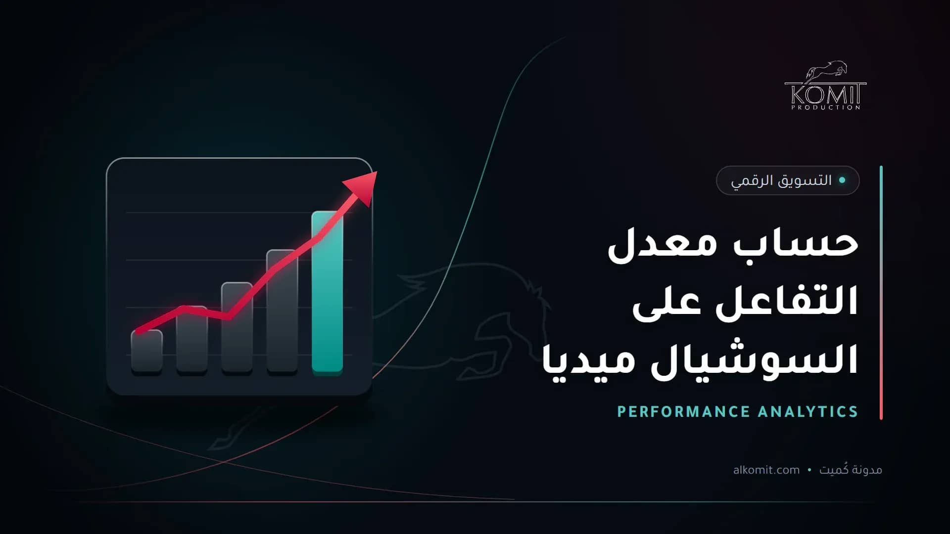 حساب معدل التفاعل على السوشيال ميديا — رسم بياني صاعد، غلاف مقال من مدونة كُميت
