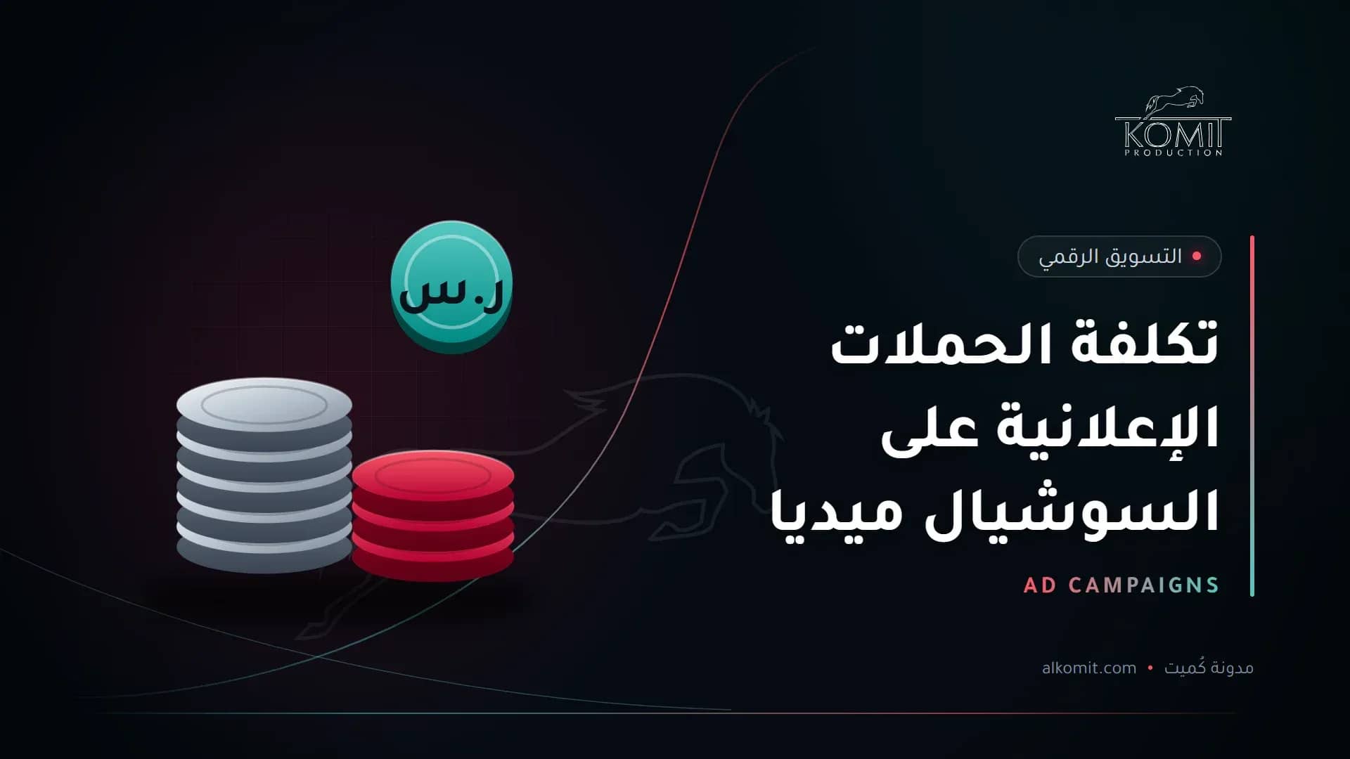 تكلفة الحملات الإعلانية على السوشيال ميديا — عملات معدنية بالريال، غلاف مقال من مدونة كُميت