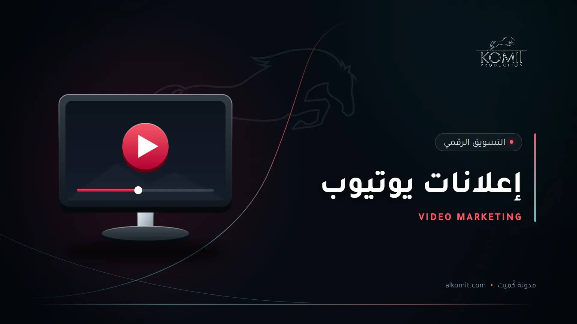 إعلانات يوتيوب — شاشة تعرض مشغل فيديو، غلاف مقال من مدونة كُميت