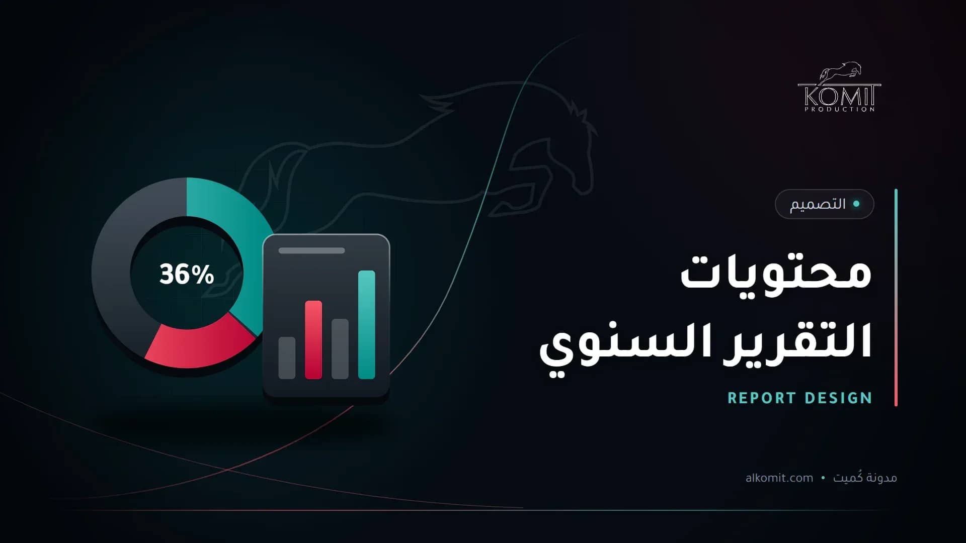 محتويات التقرير السنوي — رسوم بيانية دائرية وأعمدة، غلاف مقال من مدونة كُميت